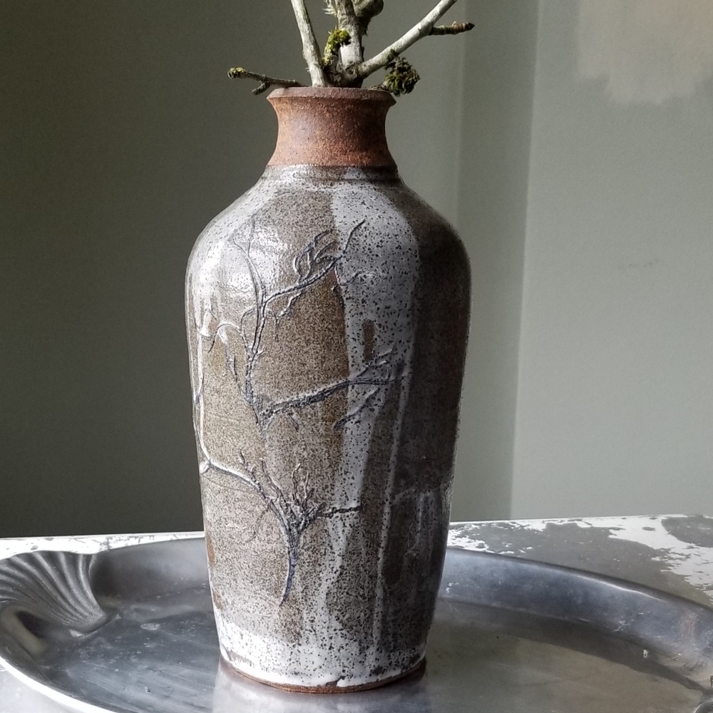 Glazed Enamel Cast Iron Boho Tree Vase